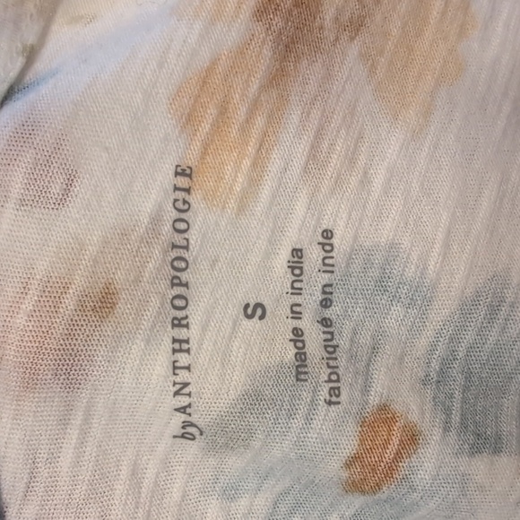 By Anthropologie Floral Puff-Sleeve Scoop-Neck Top Size Small - Picture 7 of 8